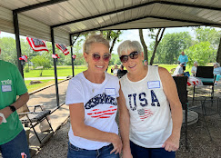 Happy guests at a community cookout at Gibson RV Park